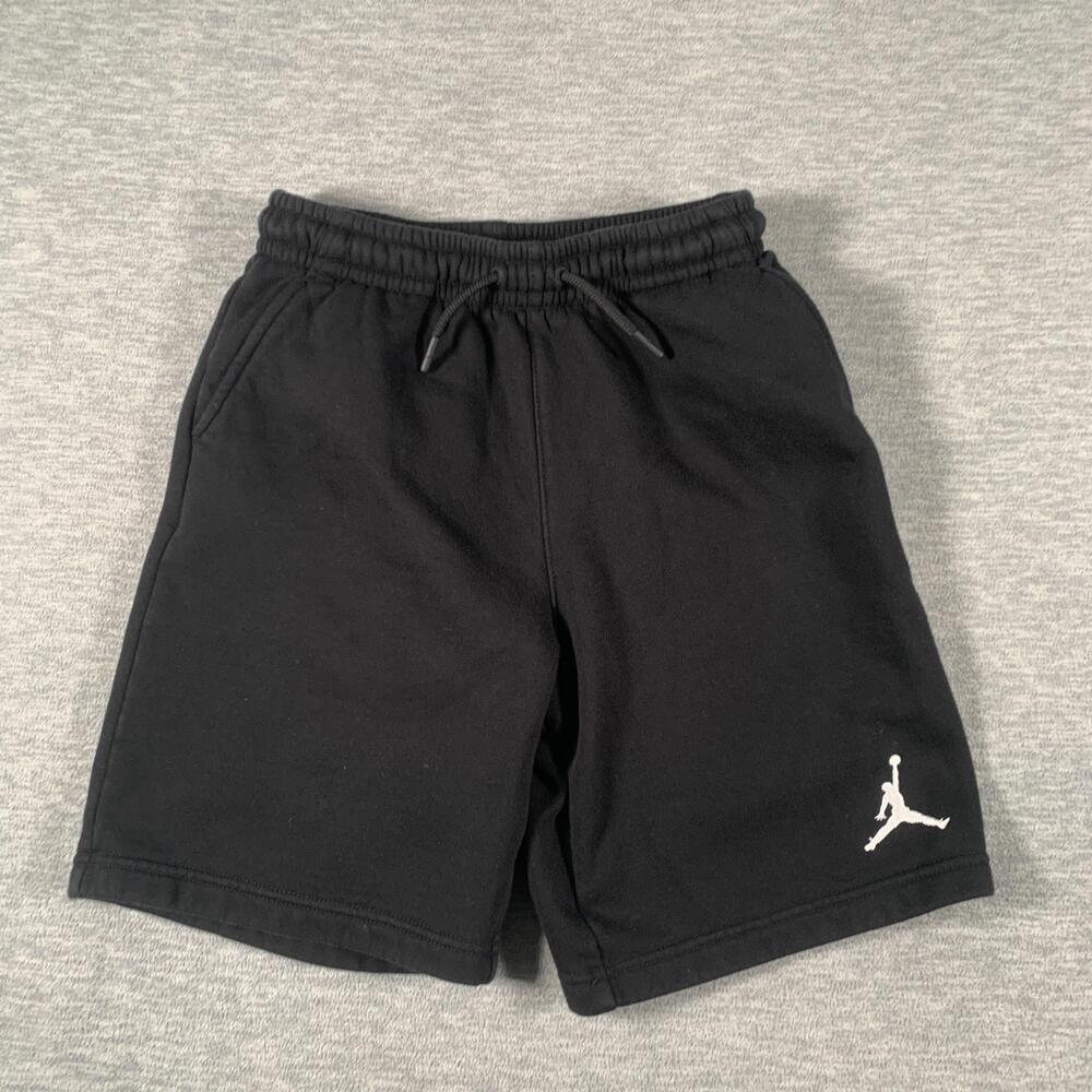 Jordan Shorts Boys 12-13 Years Black Fleece Sweat Elastic Waist Pockets Jumpman